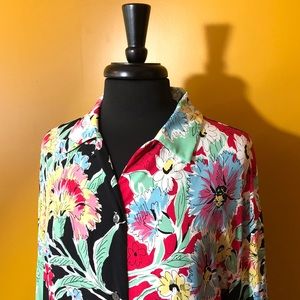 Banana Republic Floral Button Down LS Shirt Large